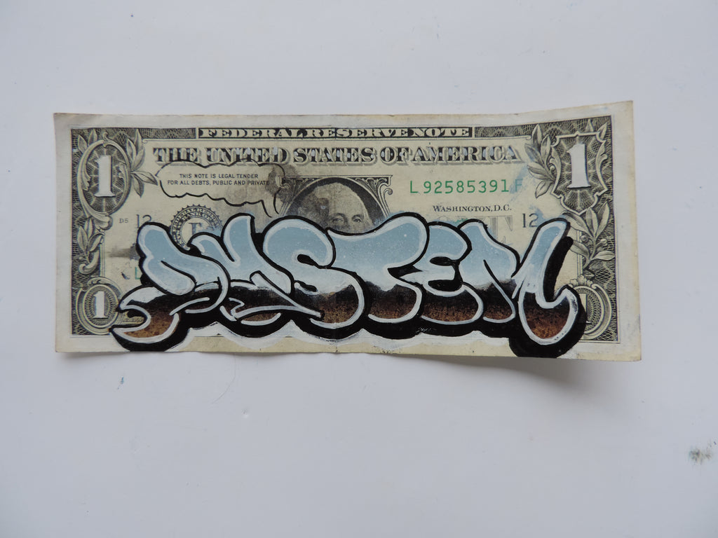 Original Duster Throwie on US $1 Dollar Bill - 012