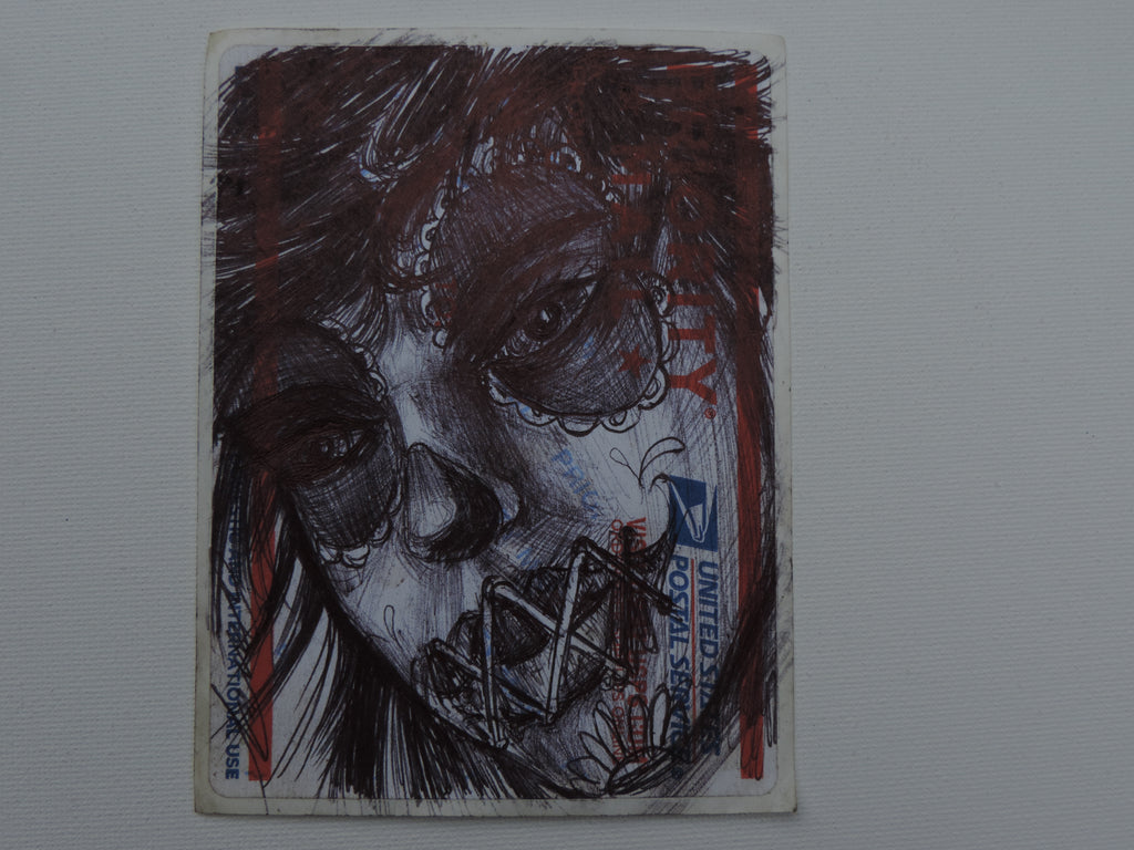 2022 Original Duster Face Sketch on USPS Sticker Paper - 016