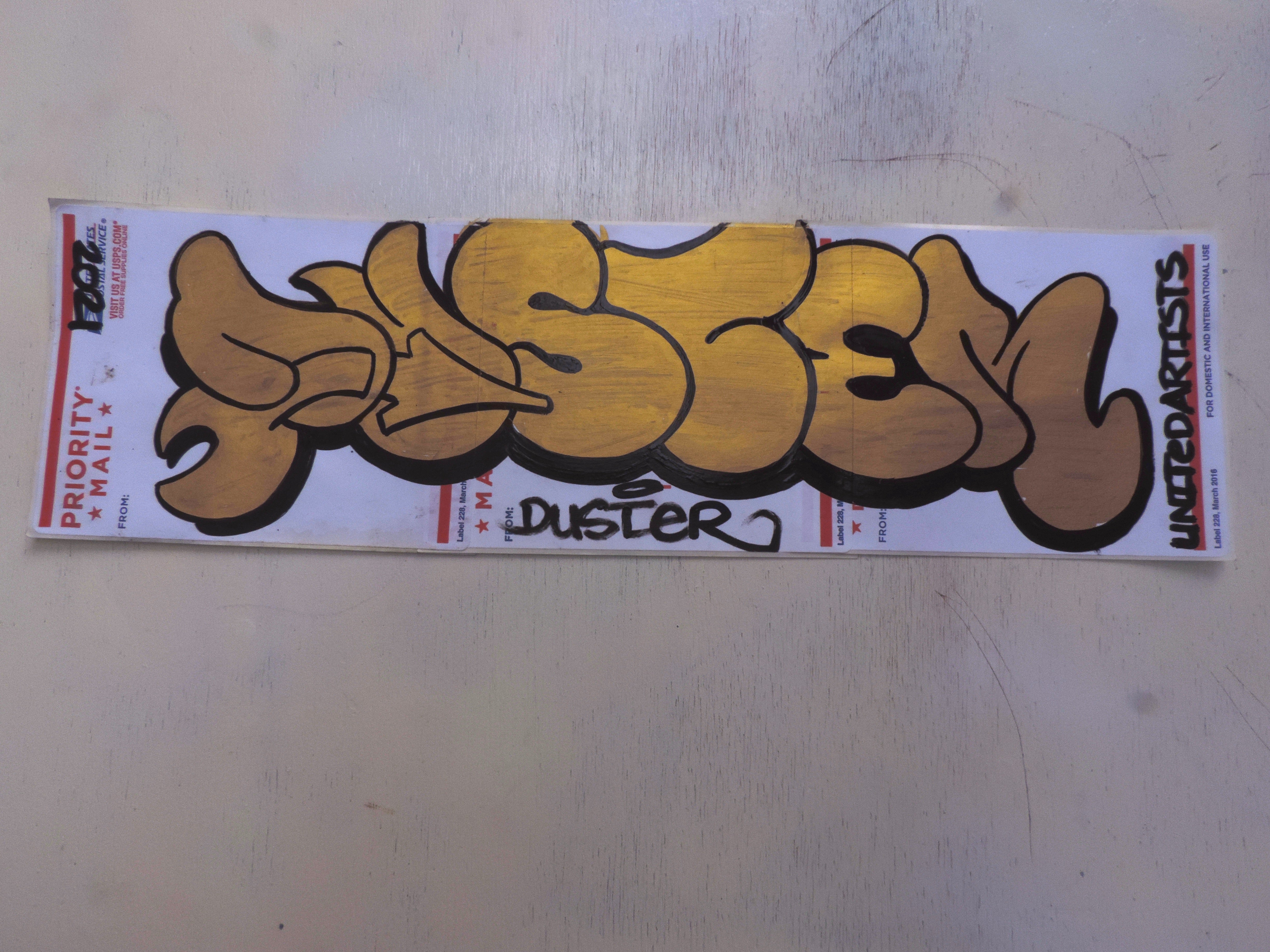 Original GOLD Duster Throwie on USPS Sticker Paper - 003