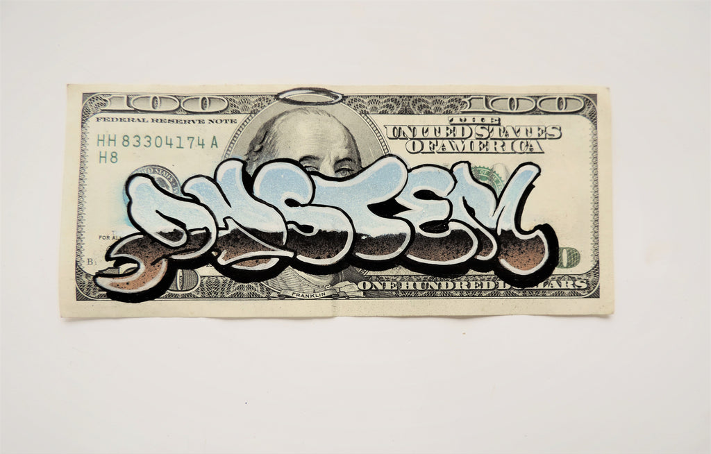 Original Duster Throwie on US $100 Dollar Bill - 013